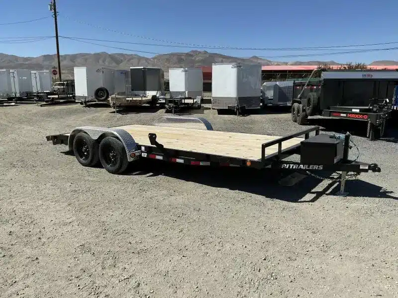 2026 PJ C4X8318 18’ x 83” Car Hauler – 7K GVWR – Toolbox – Black – Stock #268172